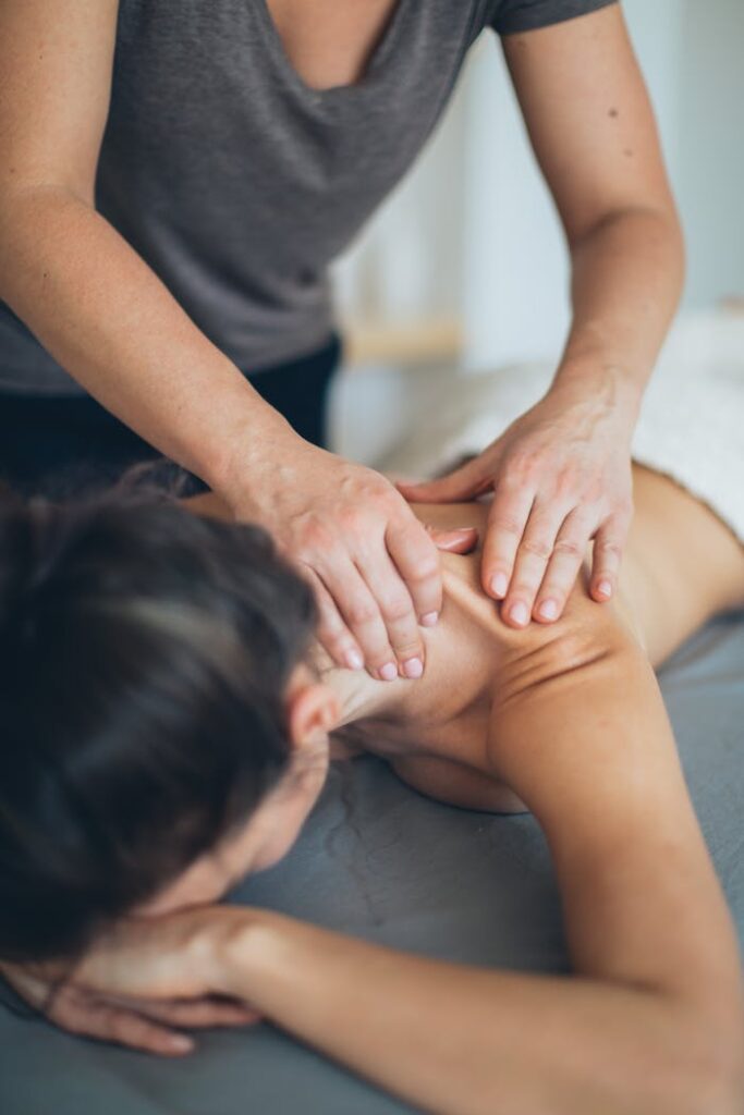 A soothing massage therapy session focused on relaxation and wellness indoors.